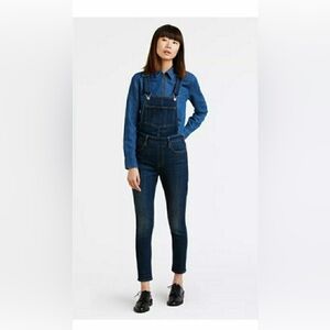 Levi's Dark Blue Denim Skinny Overalls Stretchy Sz 26/(xs)